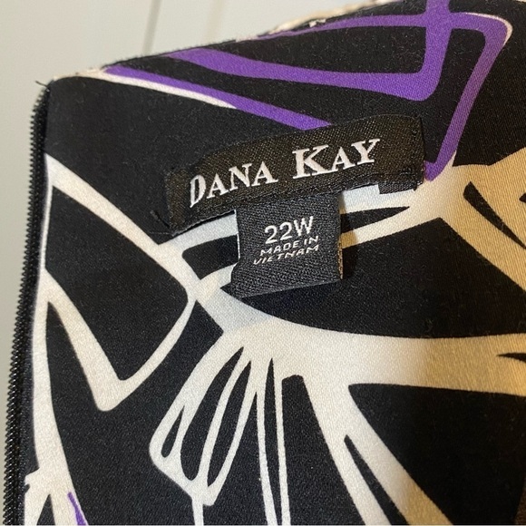 Dana Kay women's size 22W sleeveless sheath midi dress white purple line print - Picture 6 of 7